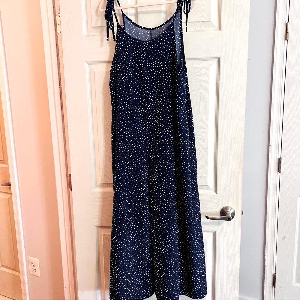 SHEIN blue with white polka dots jumpsuit